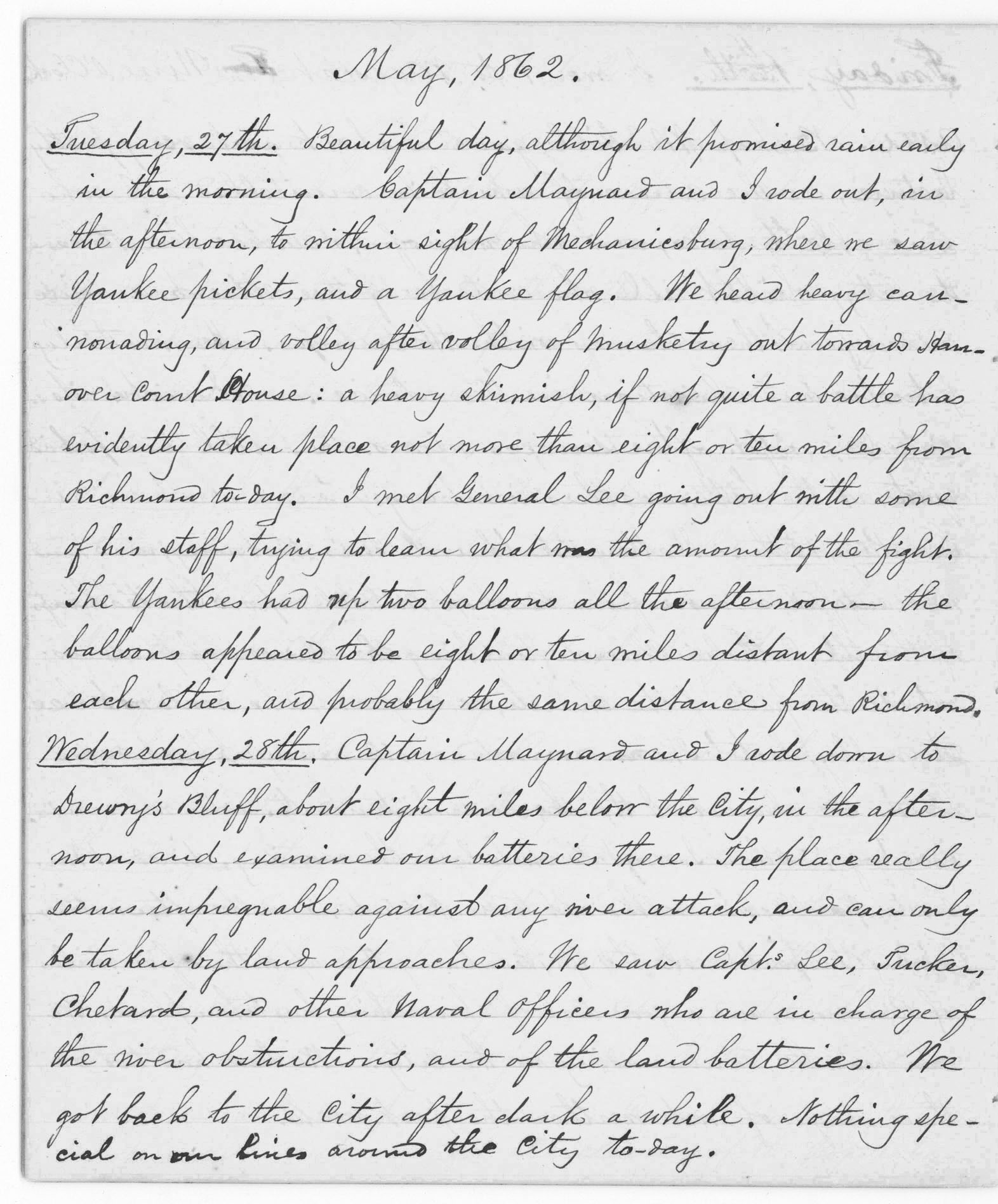 Civil War Diary Entries